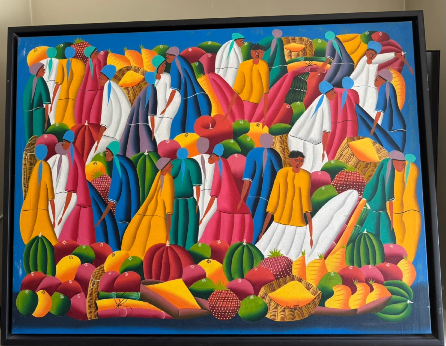 Vibrant Haitian Market Scene Painting