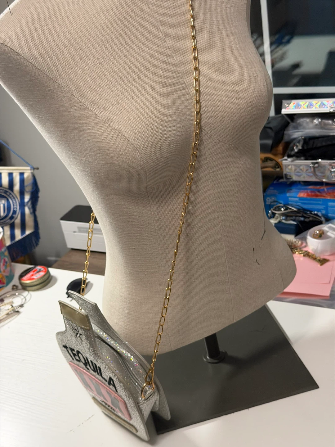 Silver Glitter Tequila Bottle Shaped Crossbody Bag - photo 4