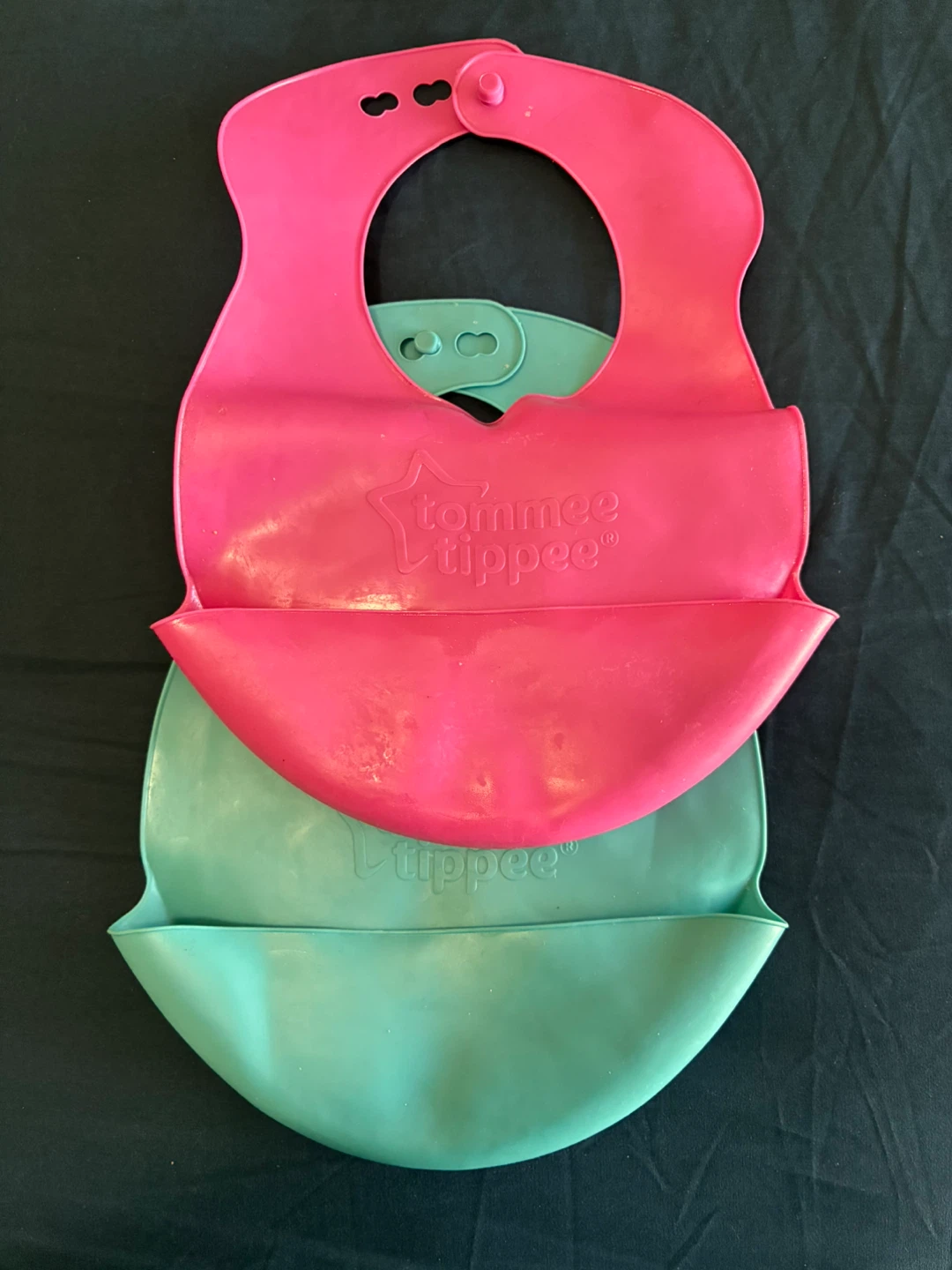 Tommee Tippee Silicone Bibs - Pink and Teal