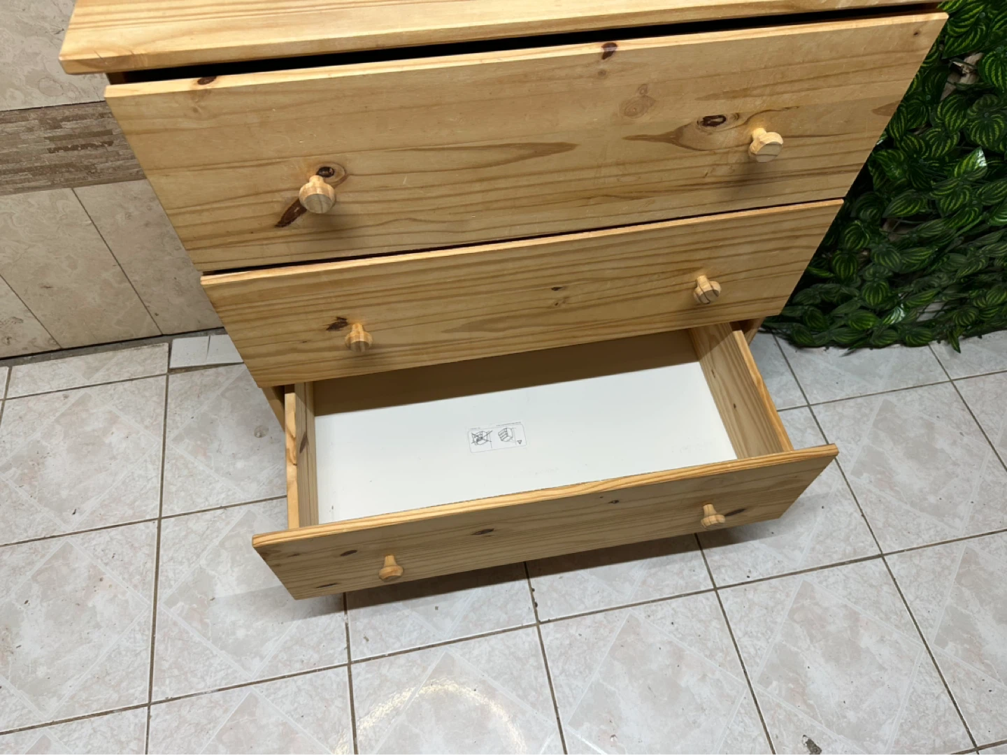 IKEA Real Natural Wood  Dresser with 3 Drawers - photo 4