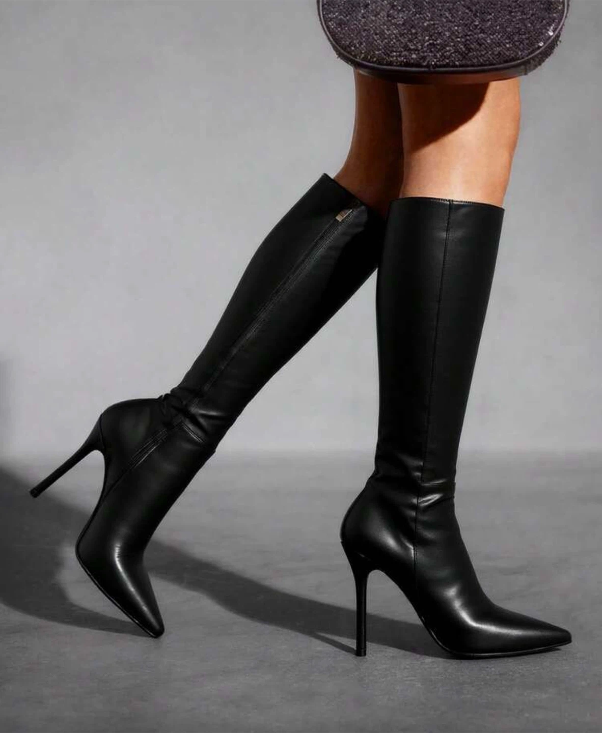 Black Leather Knee-High Boots - photo 2