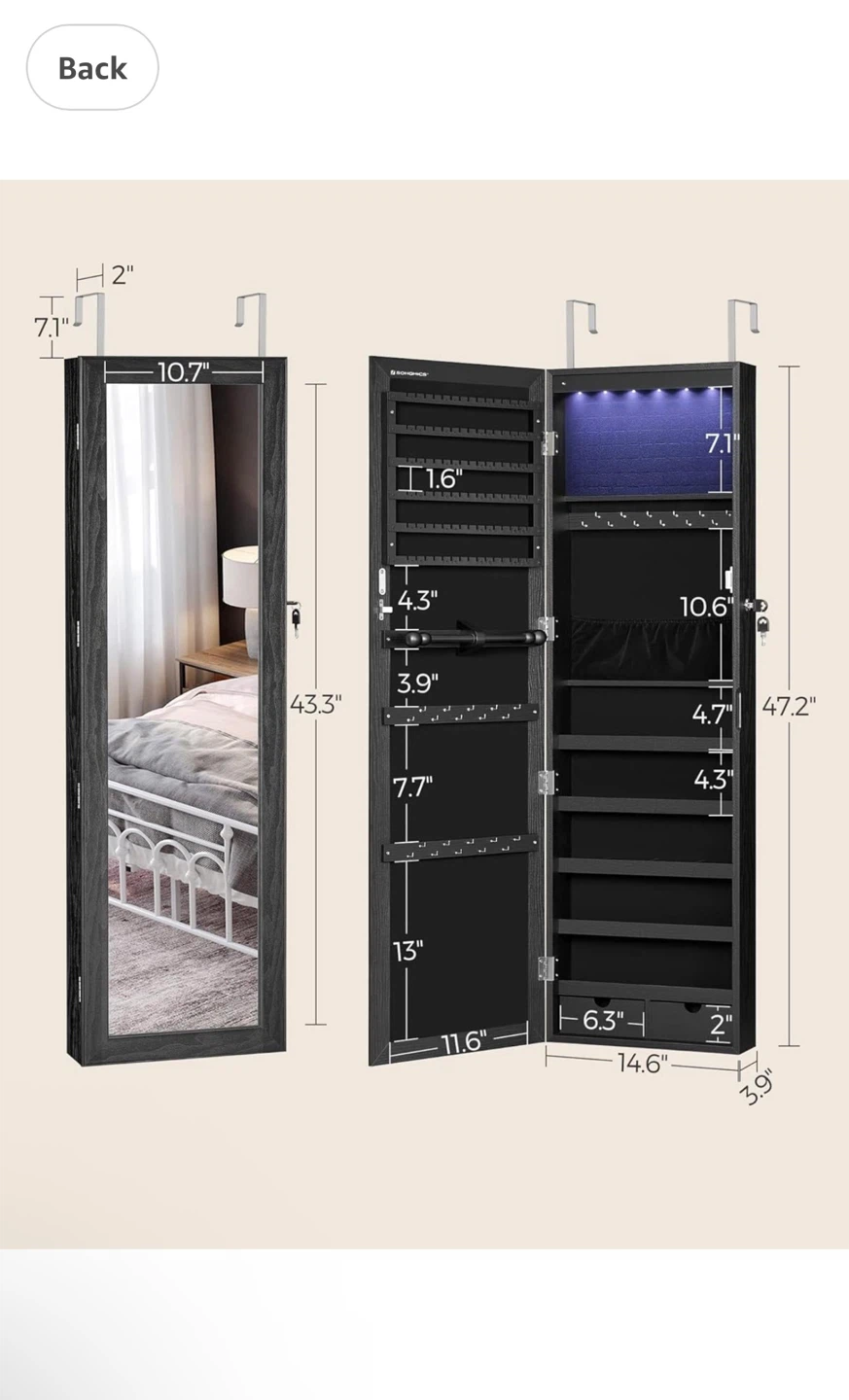Brand New Mirror Jewelry Cabinet - photo 4