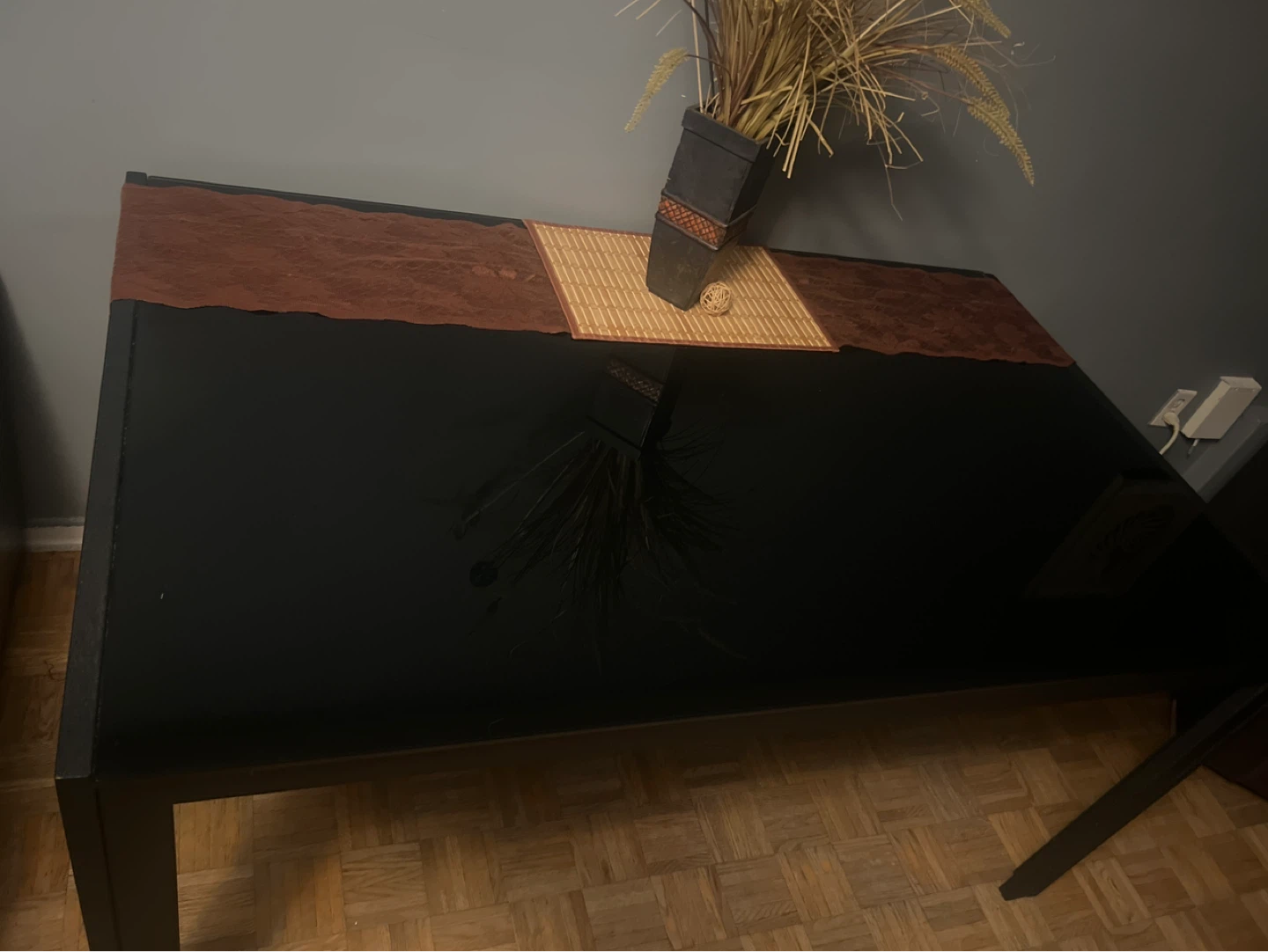 Black Dining Table with Glass Top
