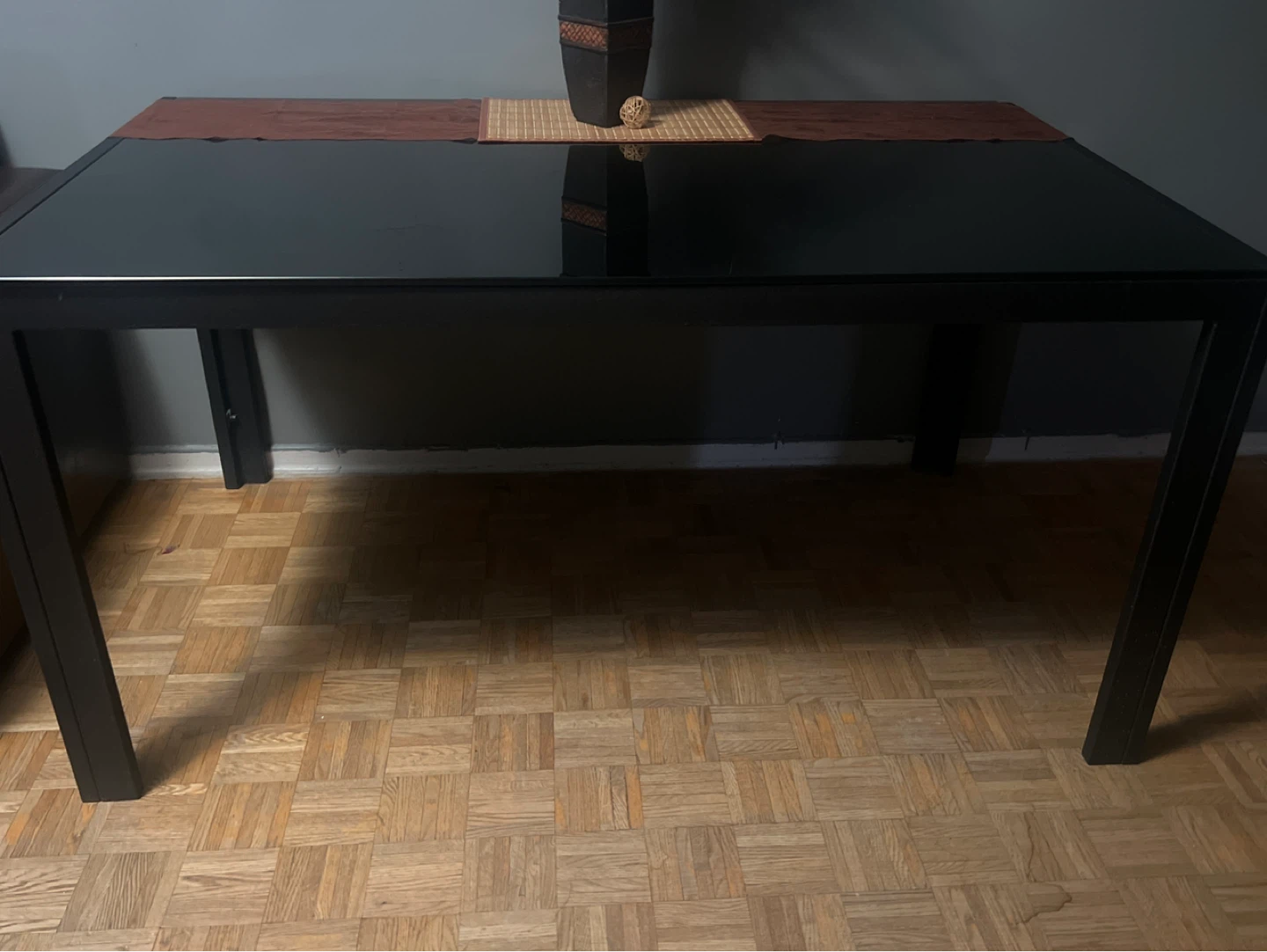 Black Dining Table with Glass Top - photo 2