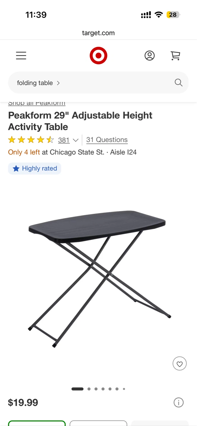 [Moving Sale] Peakform Adjustable Folding Table (Black)