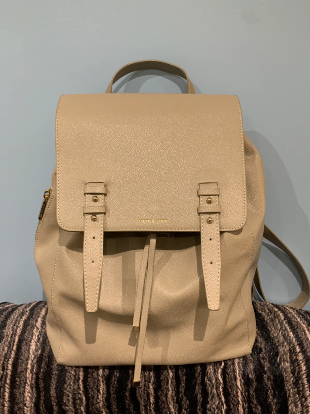 LOVE & LORE Taupe Faux Leather Backpack