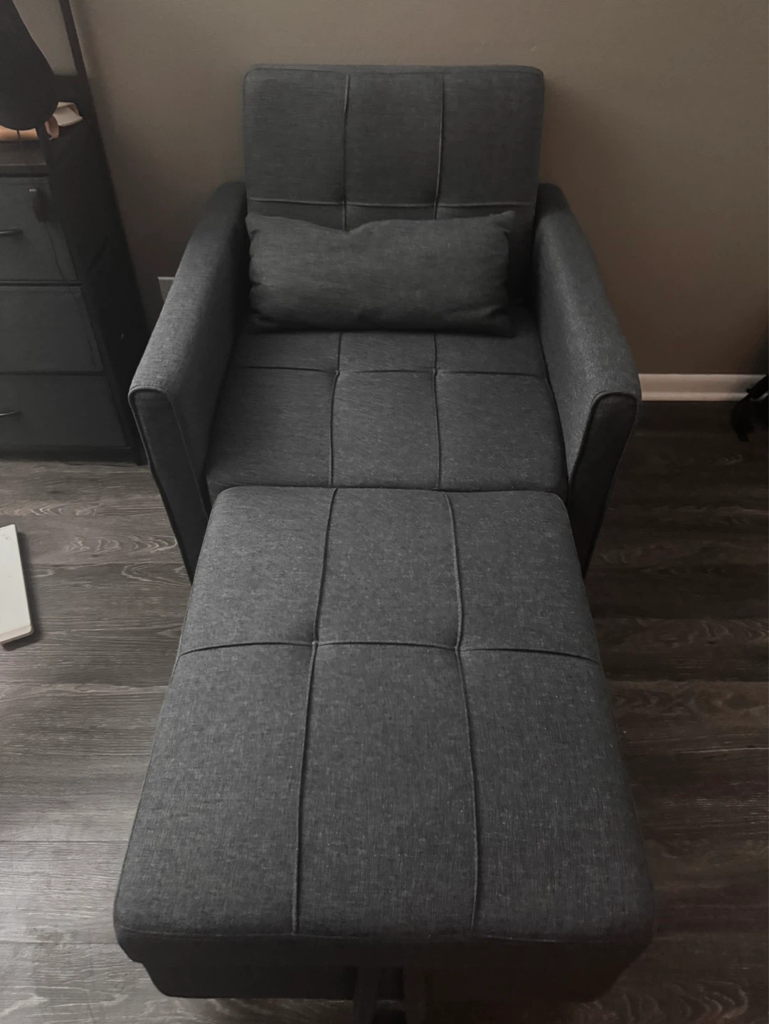 Gray Fabric Armchair with Ottoman