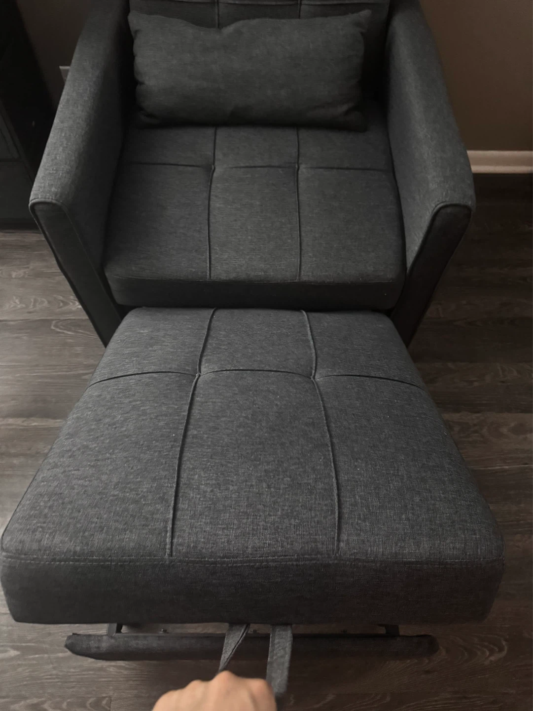 Gray Fabric Armchair with Ottoman - photo 5