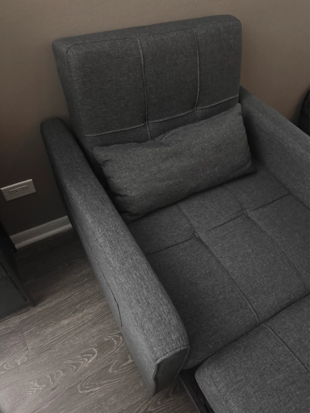 Gray Fabric Armchair with Ottoman - photo 2