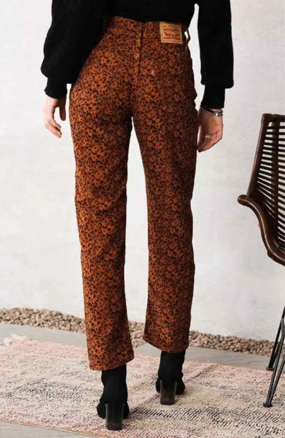 LEVIS wedgie high-rise corduroy jeans size 27 leopard ginger - photo 2