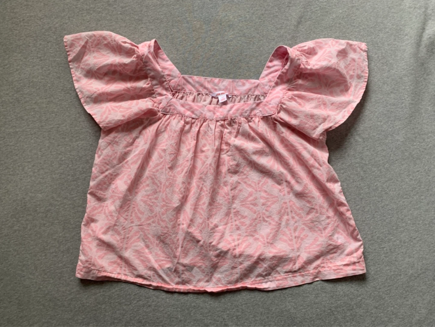Pink Print Square Neck Top - Size Large