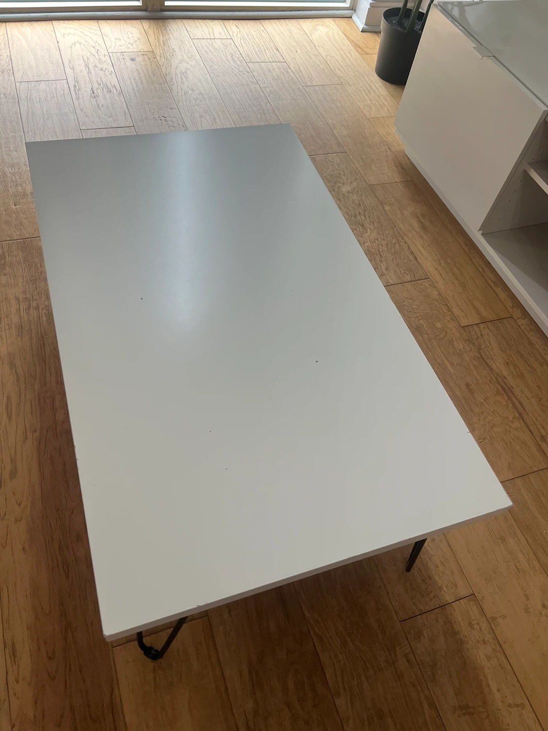 White Coffee Table with Black Metal Legs - photo 2