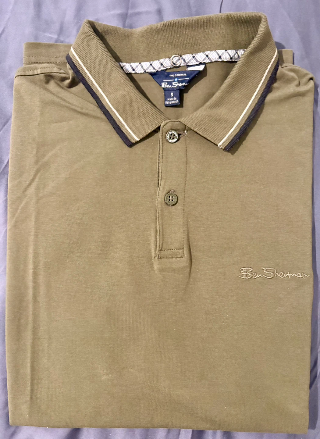 Ben Sherman Men's Short Sleeve Polo Shirt - Khaki - Size S