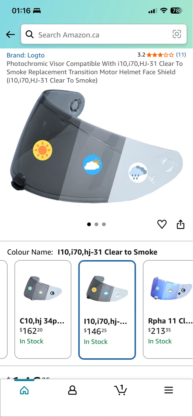 HJC helmet visor photo-chromatic (for i10,i70)