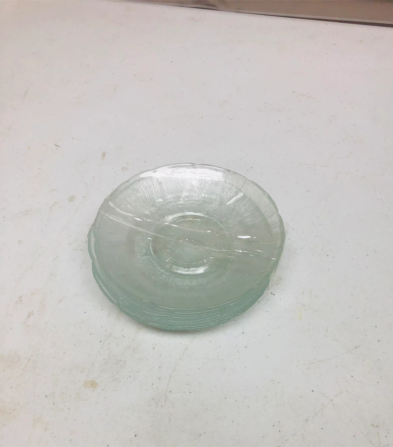 Set of 6 Clear Glass Saucers
