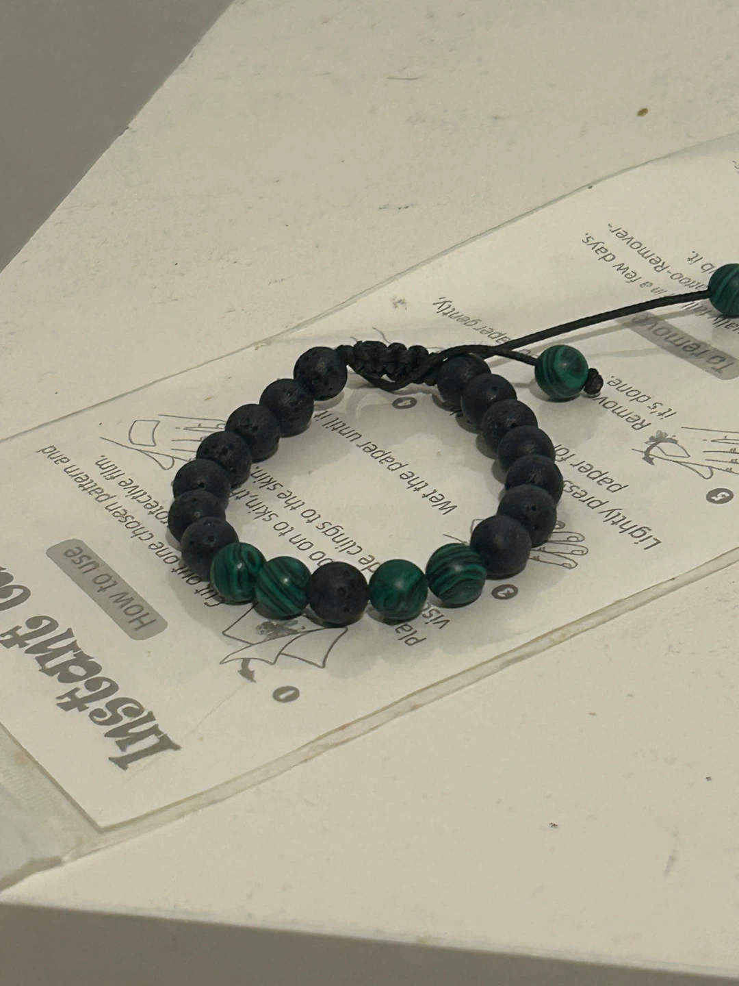 Adjustable Lava Stone and Malachite Beaded Bracelet - photo 3