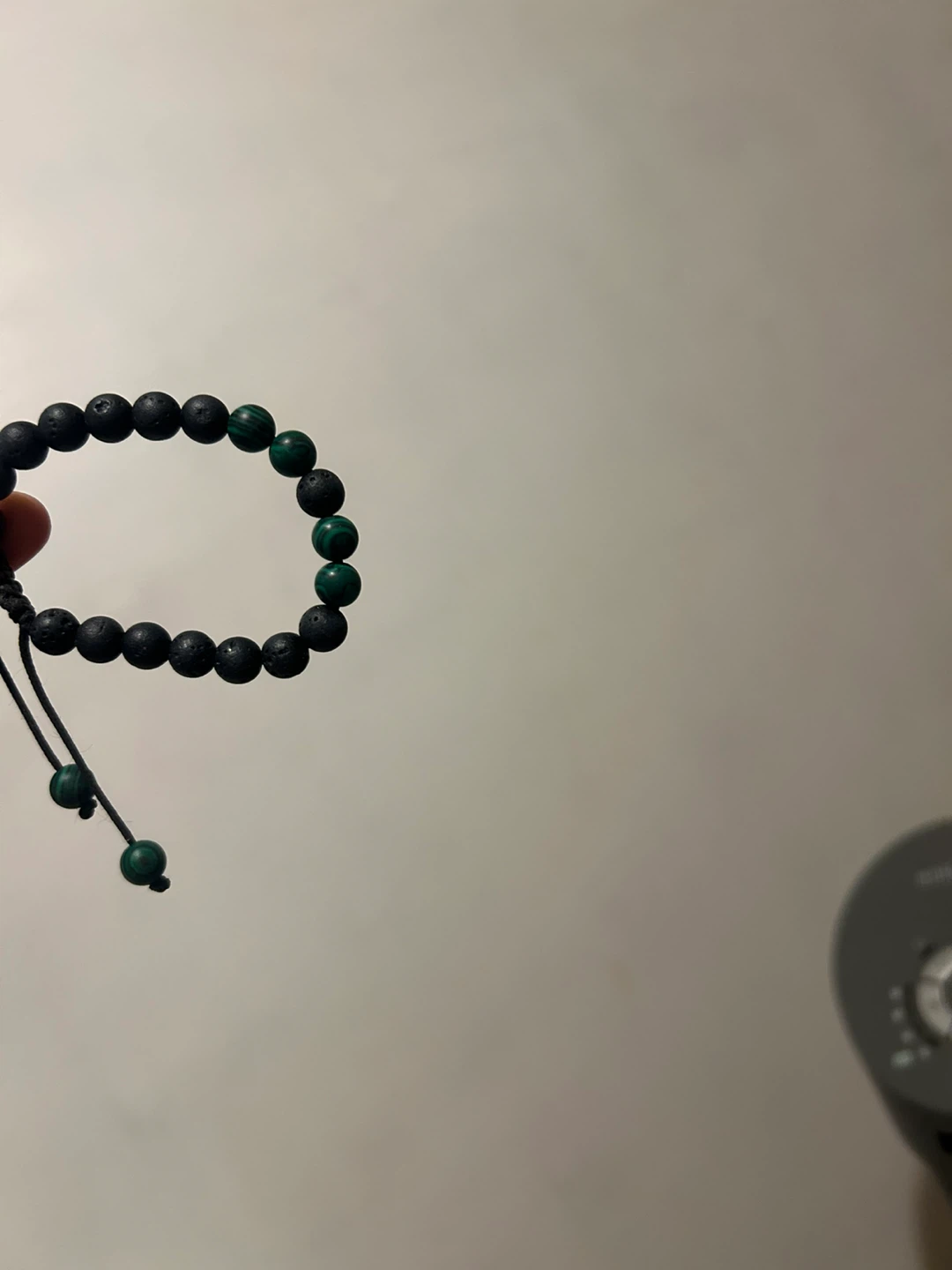 Adjustable Lava Stone and Malachite Beaded Bracelet