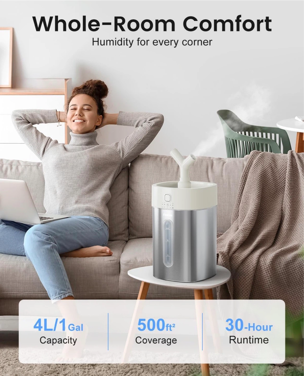 Feekaa stainless steel humidifier (4 litre tank/ 30 hours) - photo 2