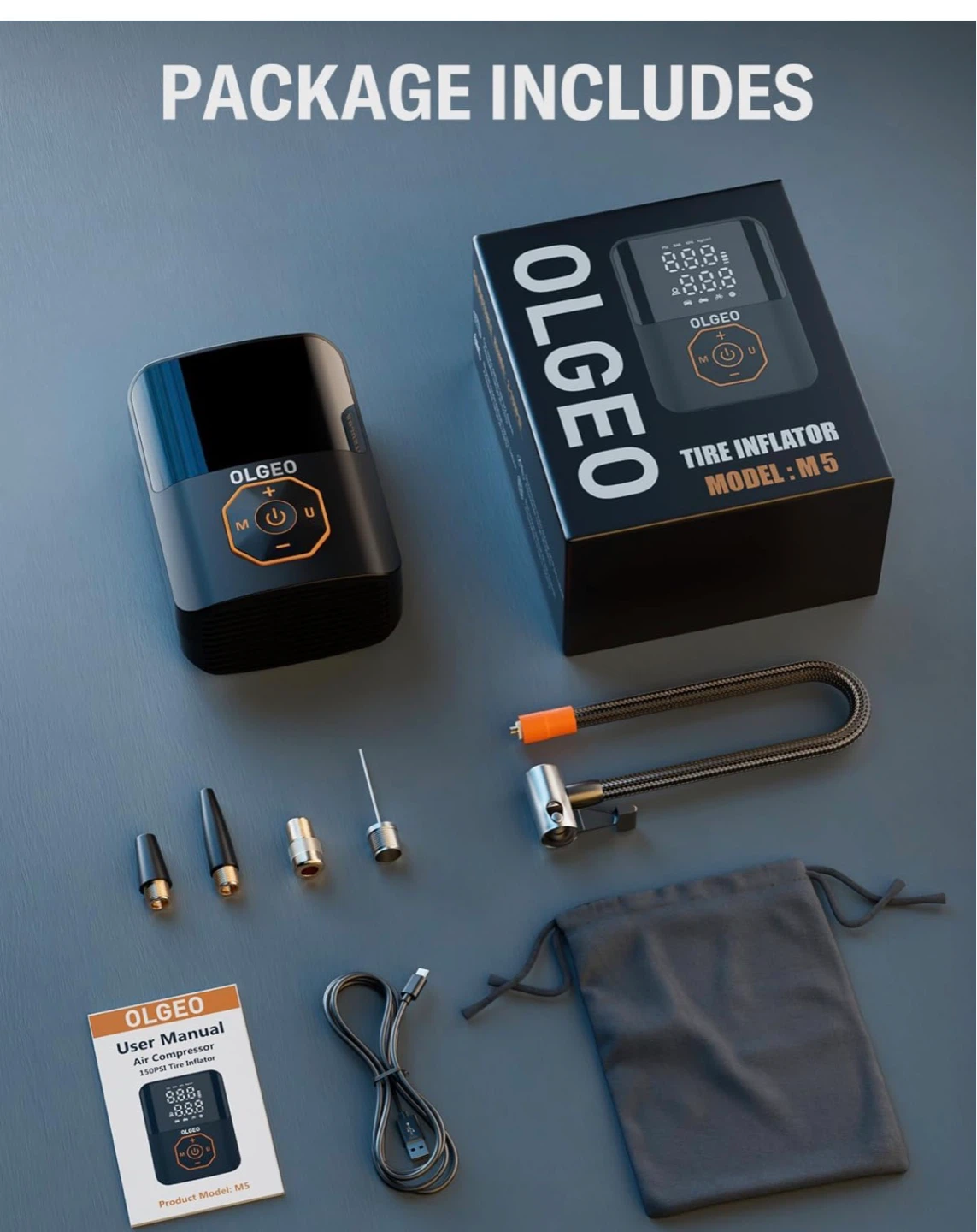 Olgeo rechargeable Tire Inflator (upto 160 psi) - photo 2