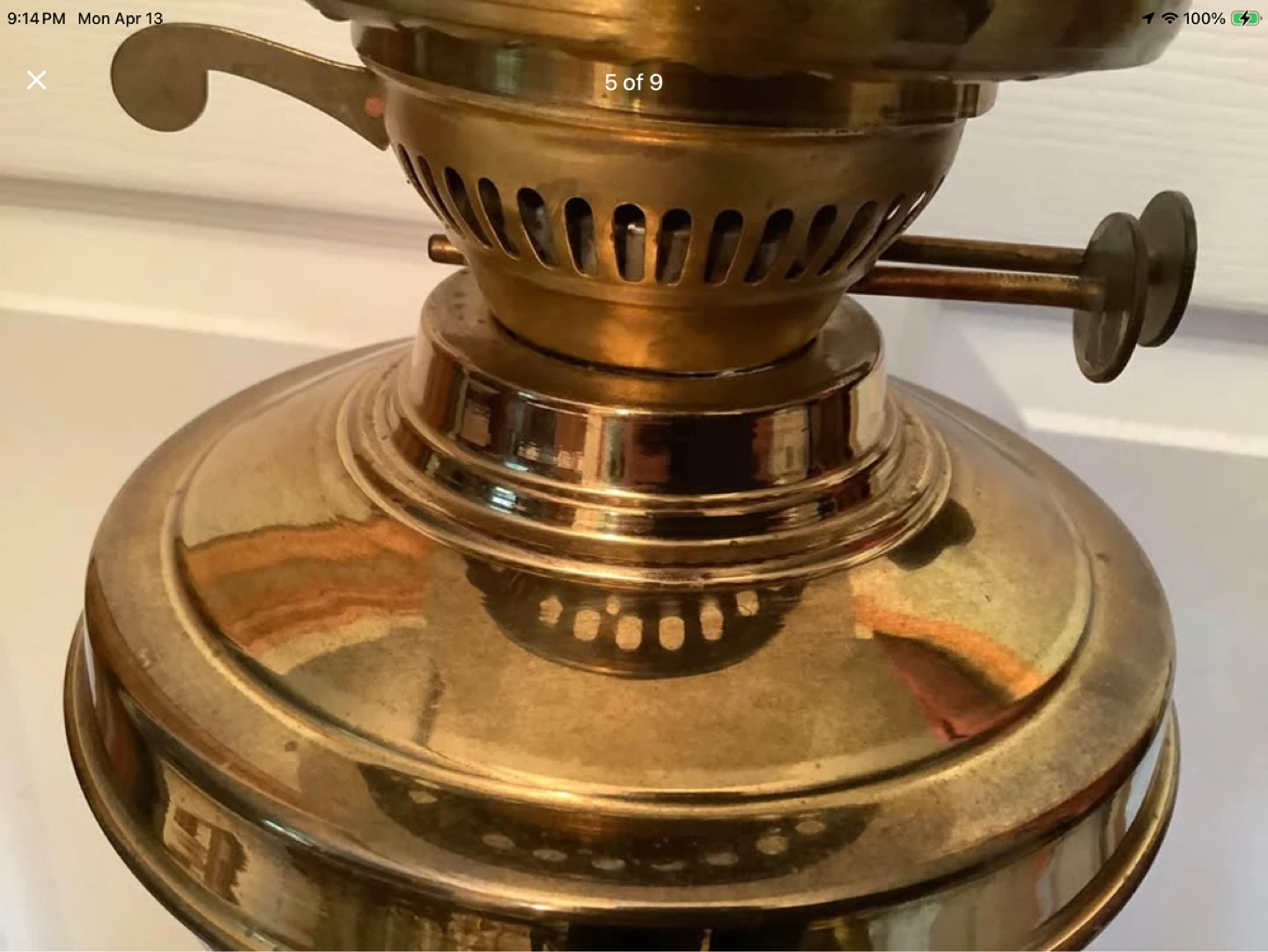 Ant Brass Banquet Eltex Duplex Oil Lamp w Frosted Etched Globe 🐞 - photo 5