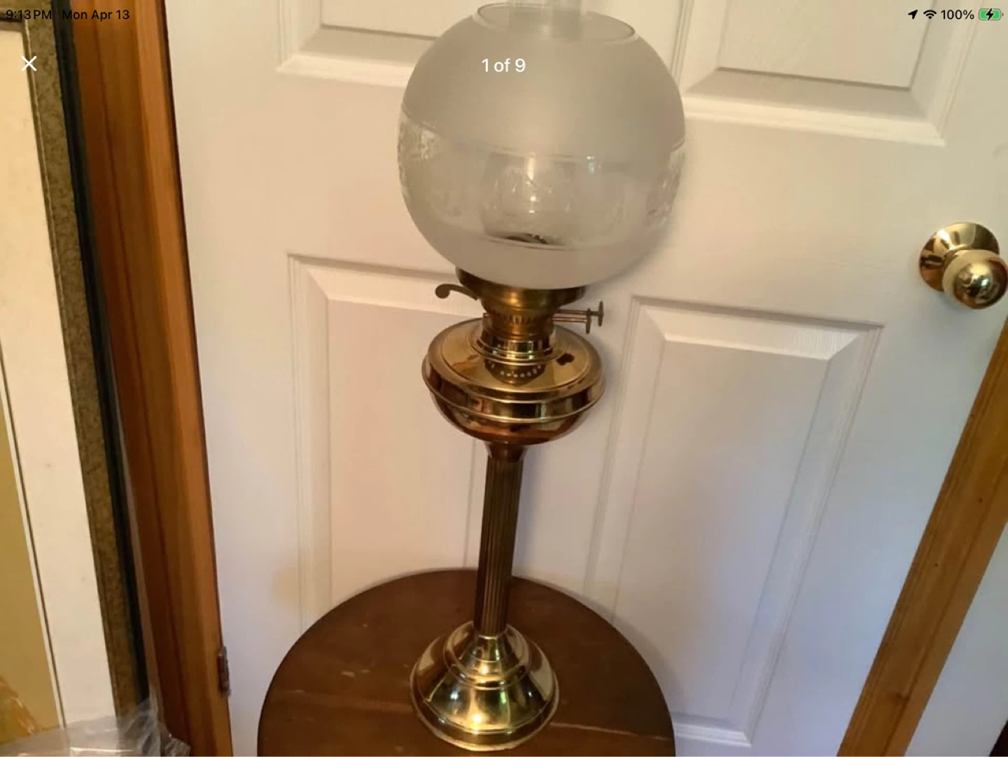 Ant Brass Banquet Eltex Duplex Oil Lamp w Frosted Etched Globe 🐞