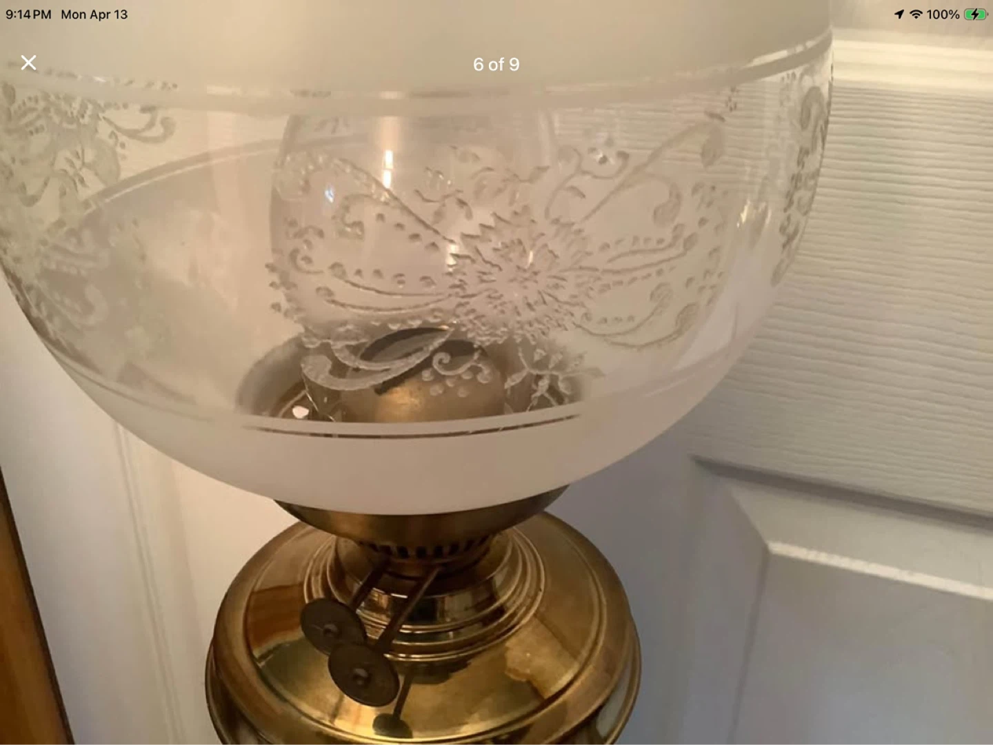 Ant Brass Banquet Eltex Duplex Oil Lamp w Frosted Etched Globe 🐞 - photo 4