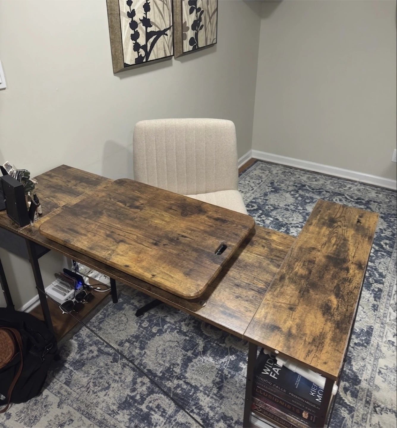 L-Shaped Computer Desk + Standing Desk Attachment