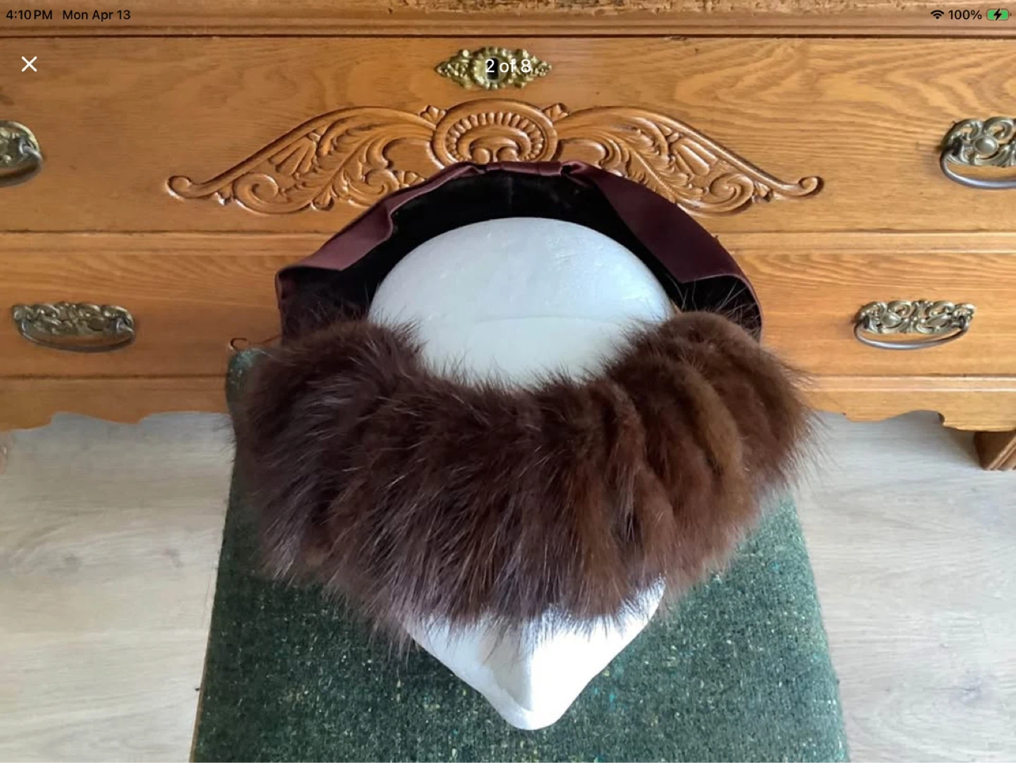 #5 Vtg Mink & Velvet Ringlet Open Crown Style Ladies Hat 🐞 - photo 2
