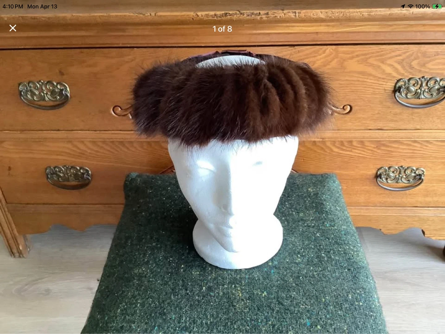 #5 Vtg Mink & Velvet Ringlet Open Crown Style Ladies Hat 🐞