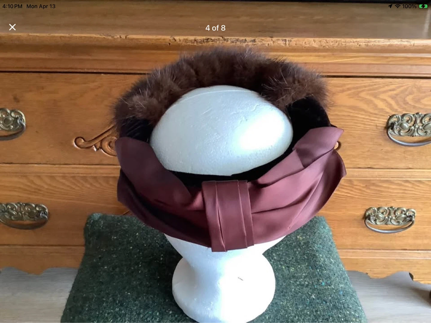 #5 Vtg Mink & Velvet Ringlet Open Crown Style Ladies Hat 🐞 - photo 4