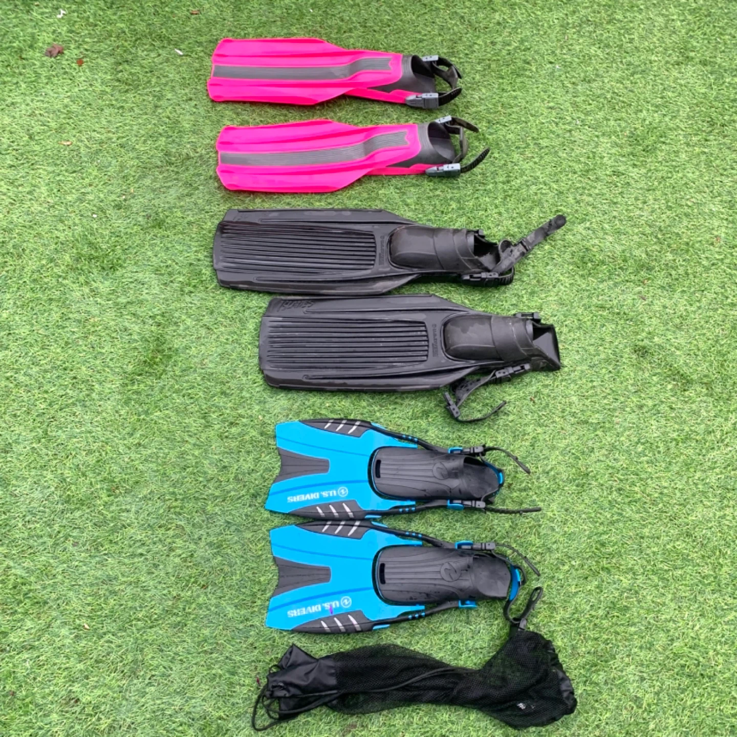 Scuba Fins Diving Swim Fins Set Snorkel Gear 3 Pairs