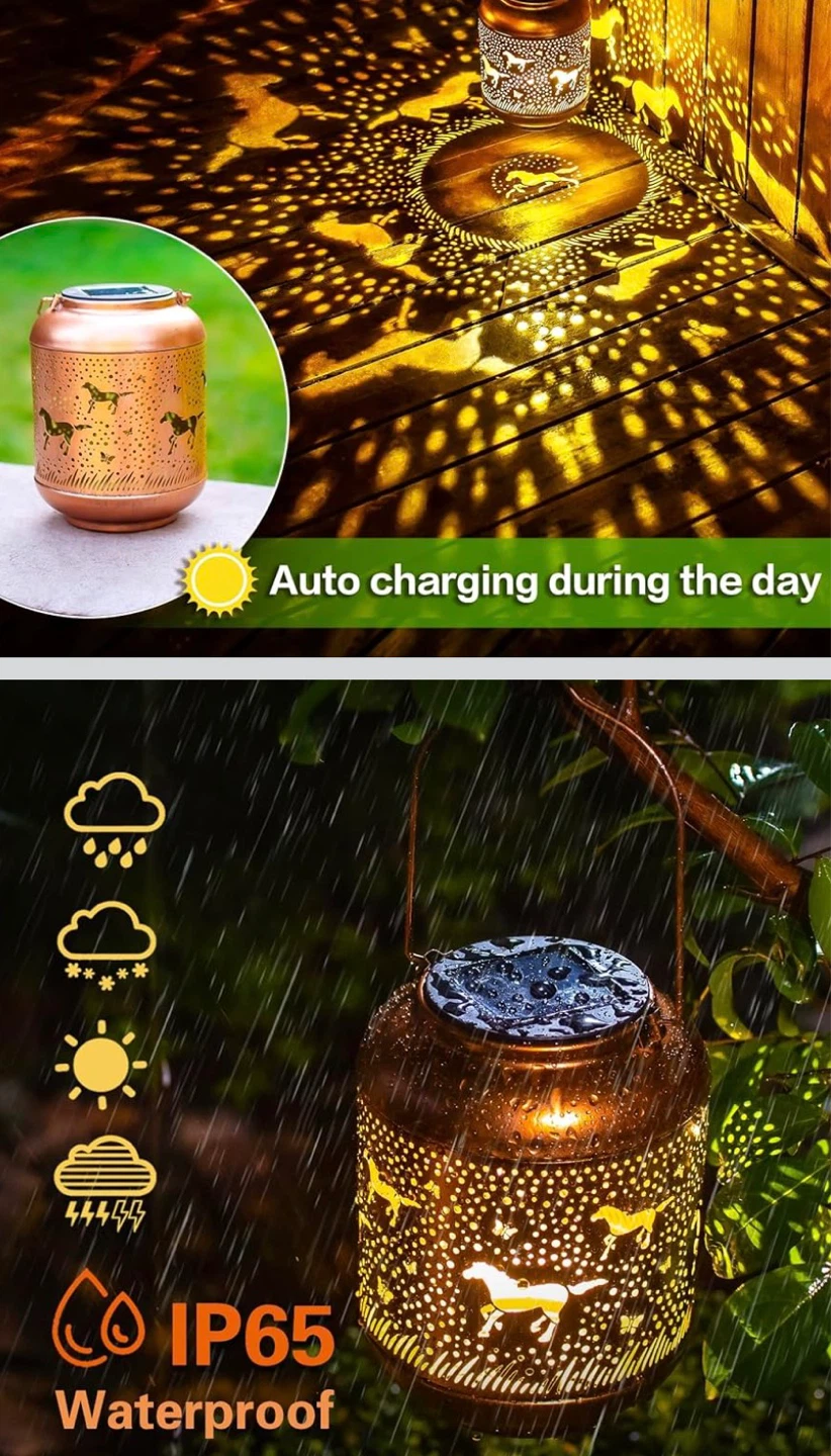 Copper Solar Lantern with Horse Design - photo 3
