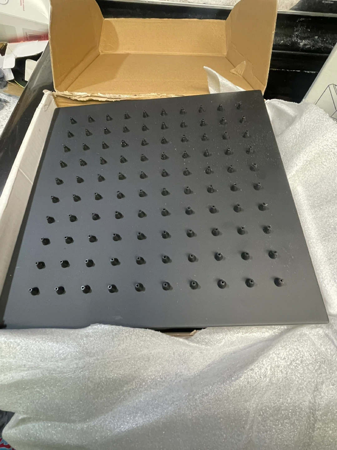 Black Square Rainfall Shower Head