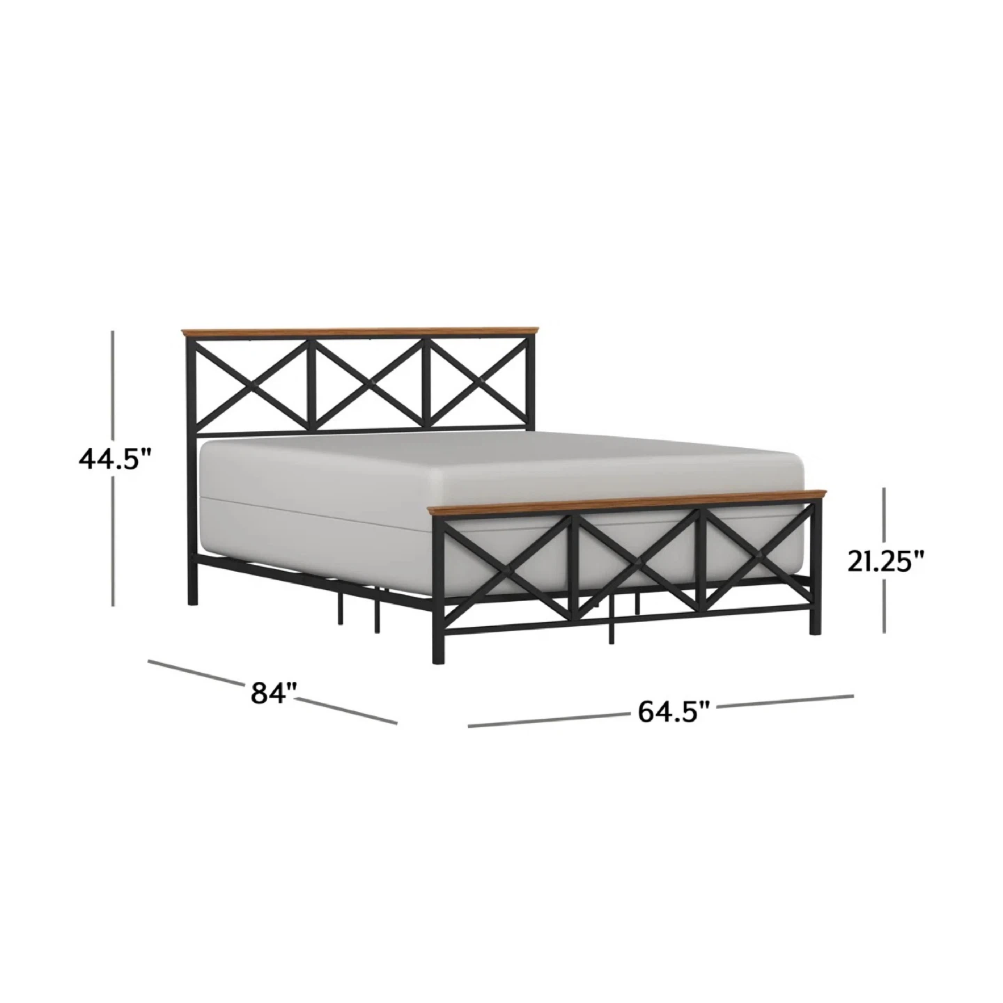 Industrial Style Queen Metal and Wood Bed Frame - photo 2
