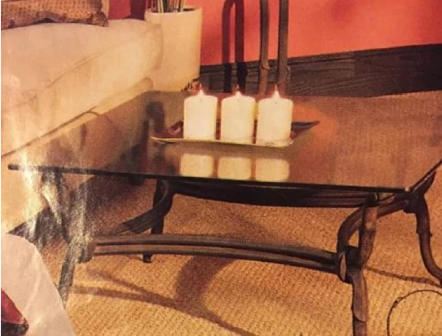 Ornate Metal and Glass Coffee & Side Tables
