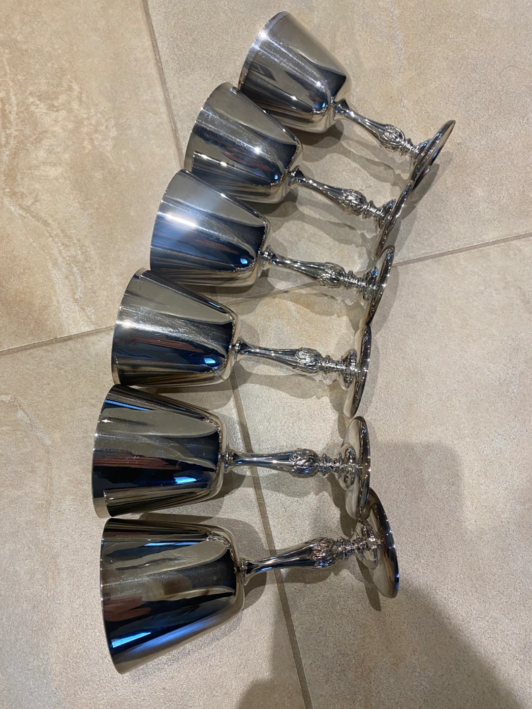 Set of 6 Silver Metal Goblets - photo 2