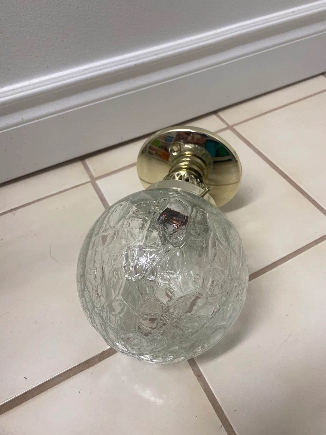 Crackle Glass Globe Flush Mount Ceiling Light Fixture - photo 2
