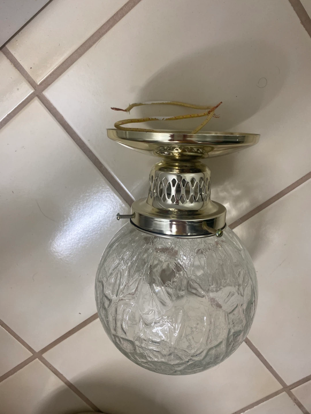 Crackle Glass Globe Flush Mount Ceiling Light Fixture