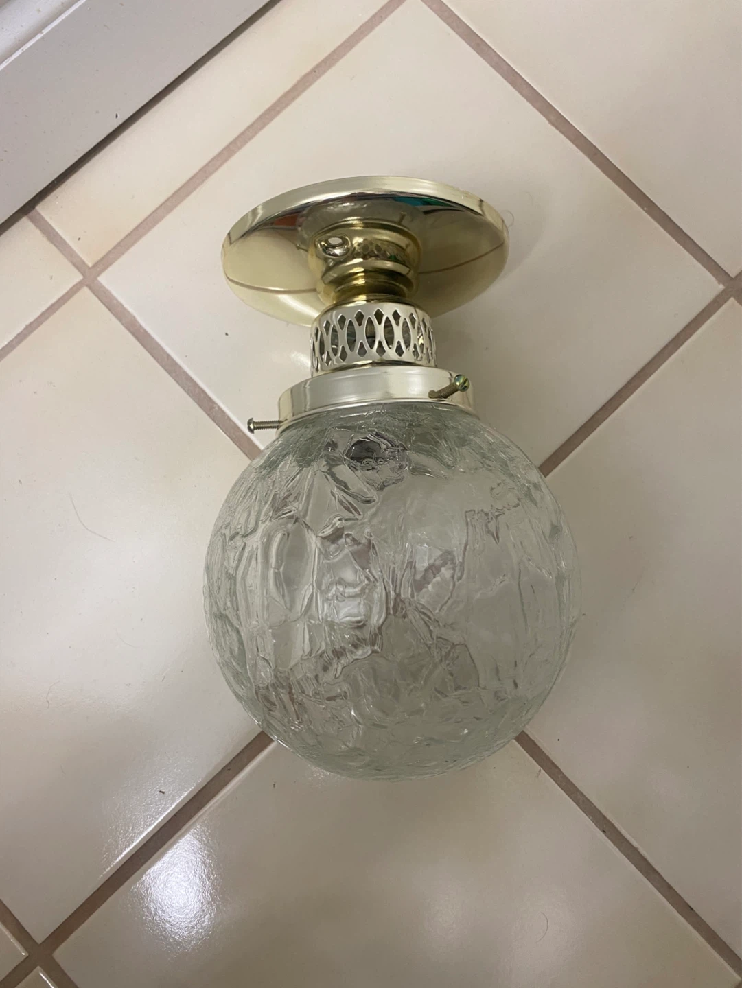 Crackle Glass Globe Flush Mount Ceiling Light Fixture - photo 3