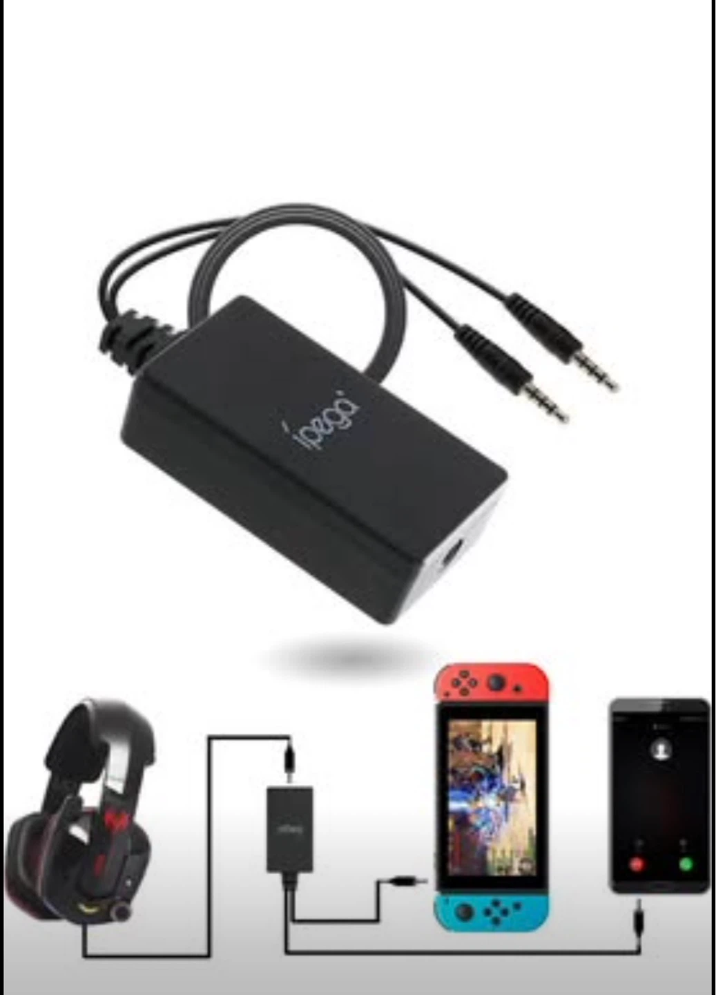 for Switch, 2 in 1 Audio Chat Adapter Compatible with Switch - photo 2