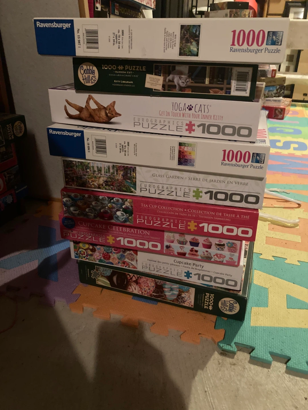 1,000 piece puzzles. $5 each or all 9 for $40