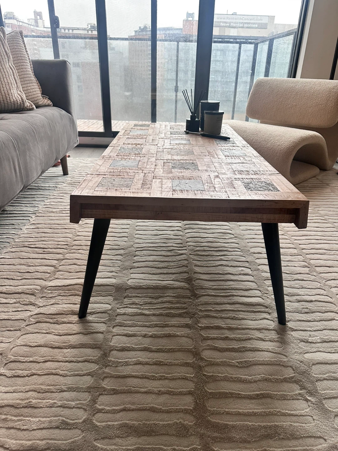 Wood and Stone Inlay Coffee Table - photo 2
