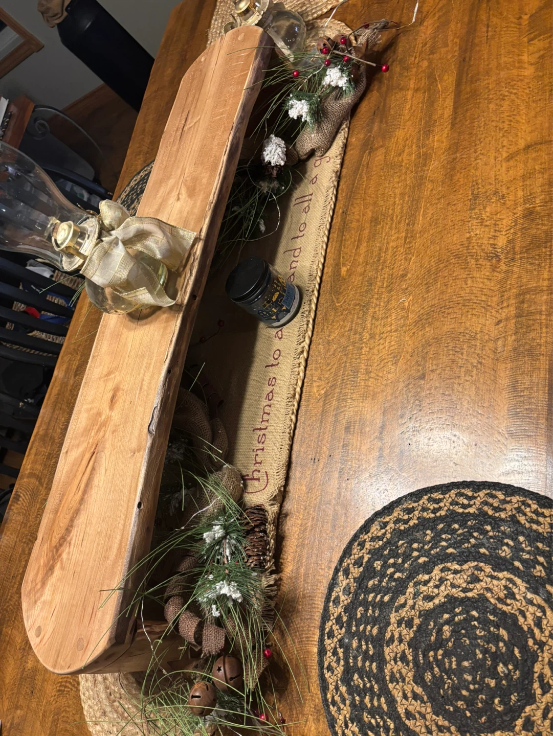 Live Edge Wooden Centerpiece with Christmas Decor - photo 5