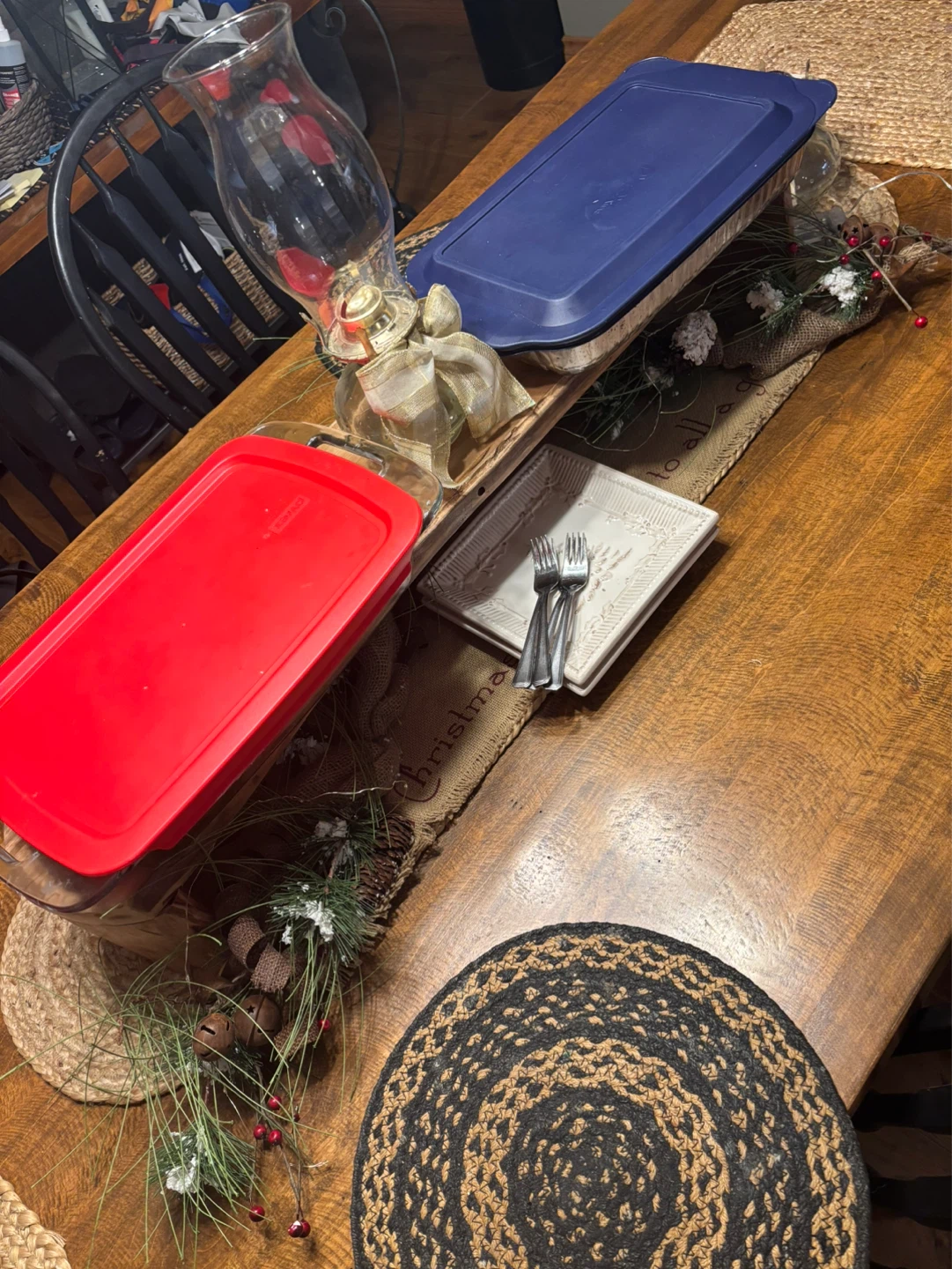 Live Edge Wooden Centerpiece with Christmas Decor - photo 3