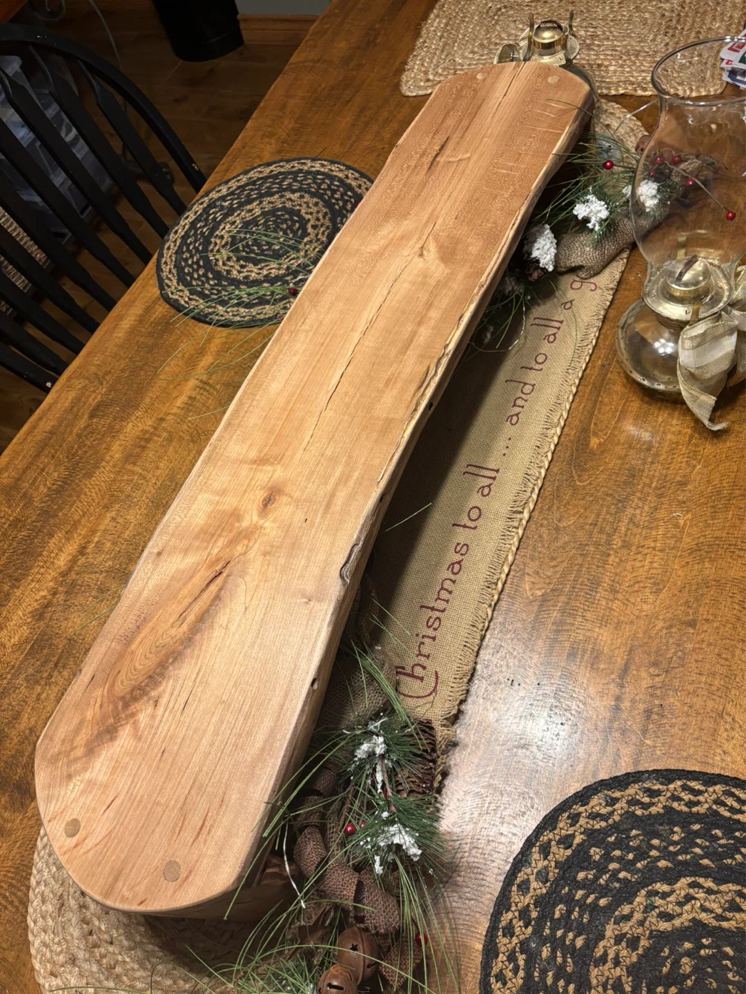 Live Edge Wooden Centerpiece with Christmas Decor - photo 2