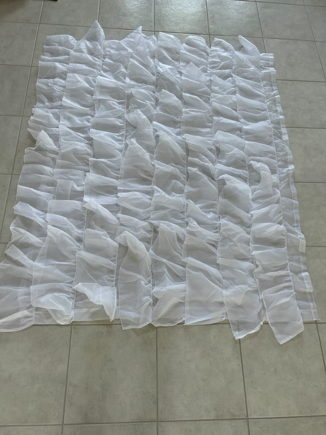 White Ruffled Sheer Curtain Panel - photo 2