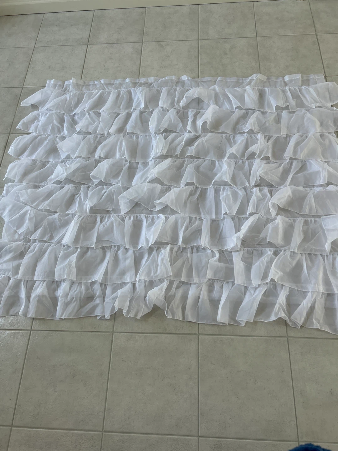 White Ruffled Sheer Curtain Panel
