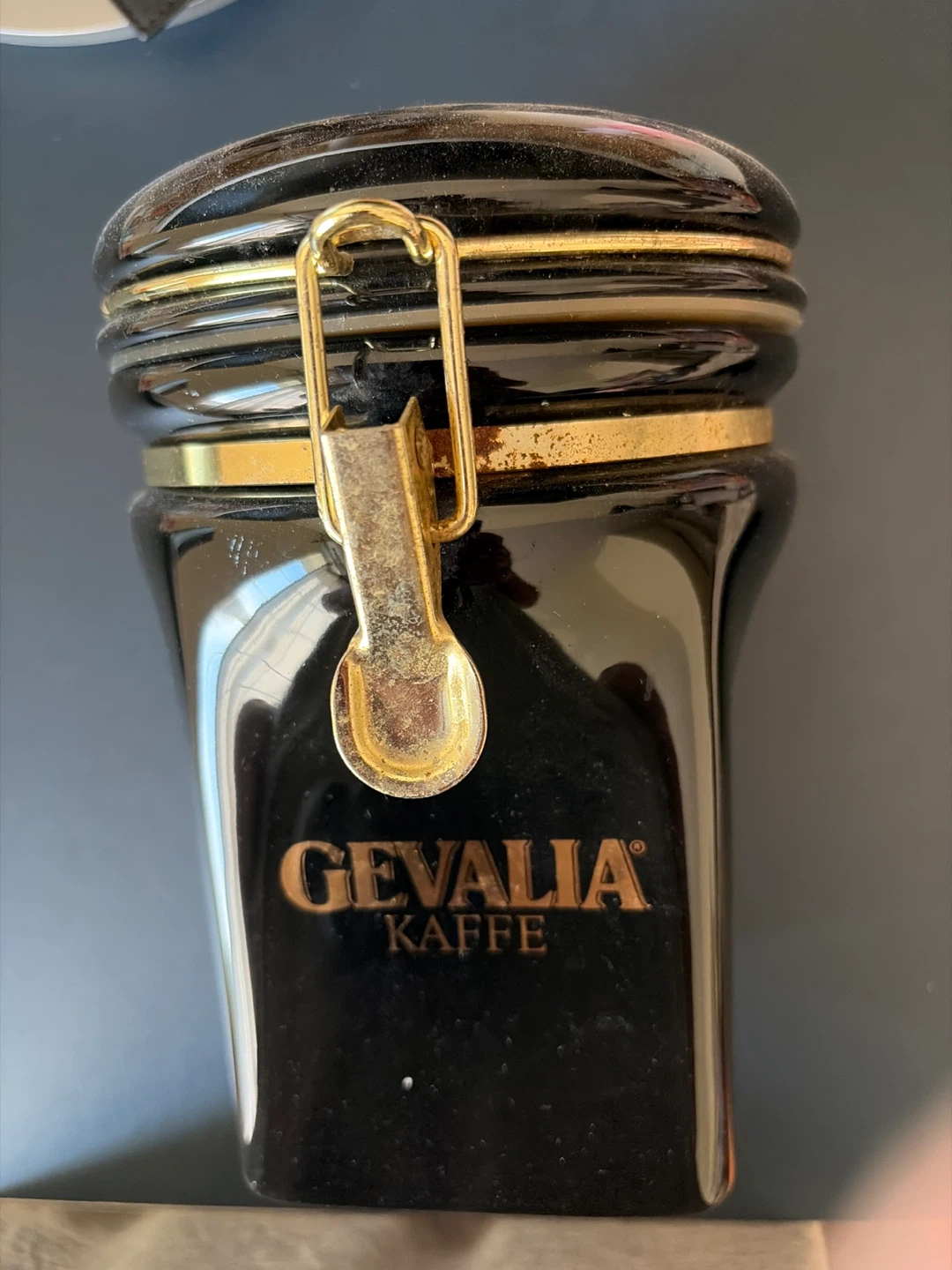 Gevalia Kaffe Black Ceramic Coffee Canister