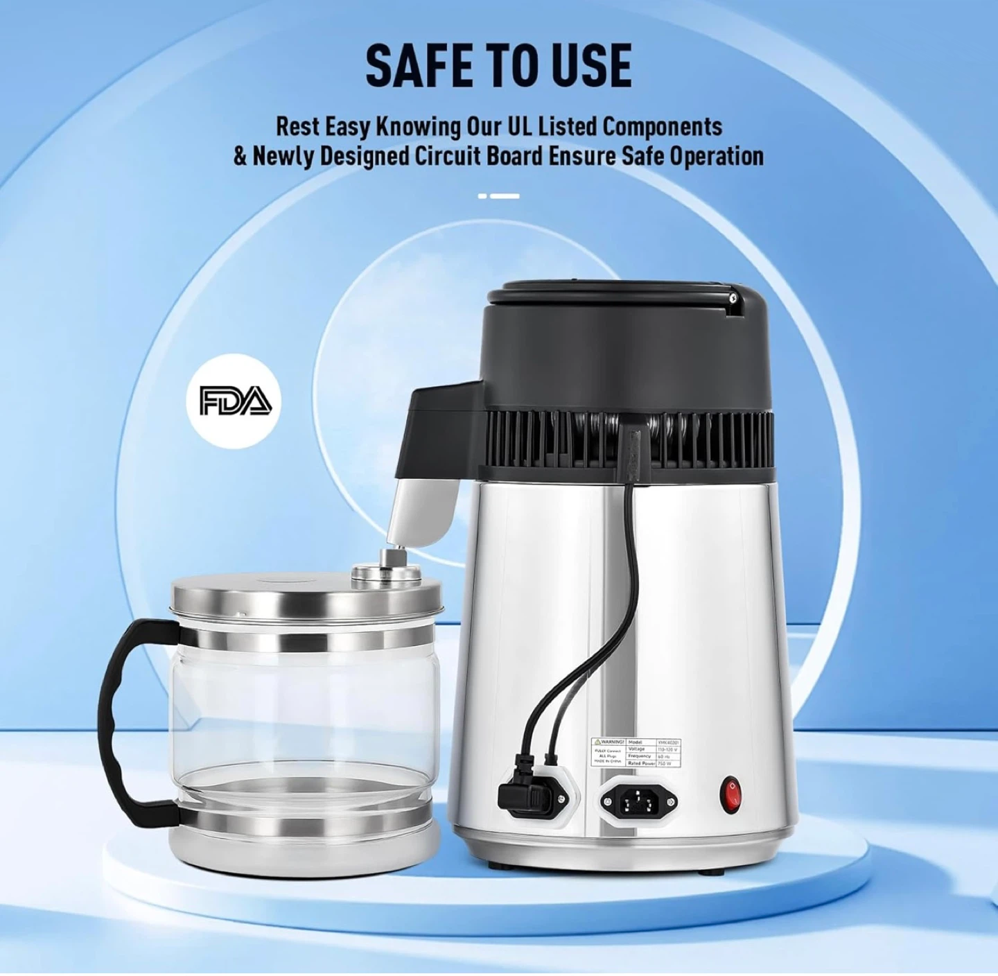 CO-Z Water Distiller 4L Stainless Steel with Glass Container - photo 4