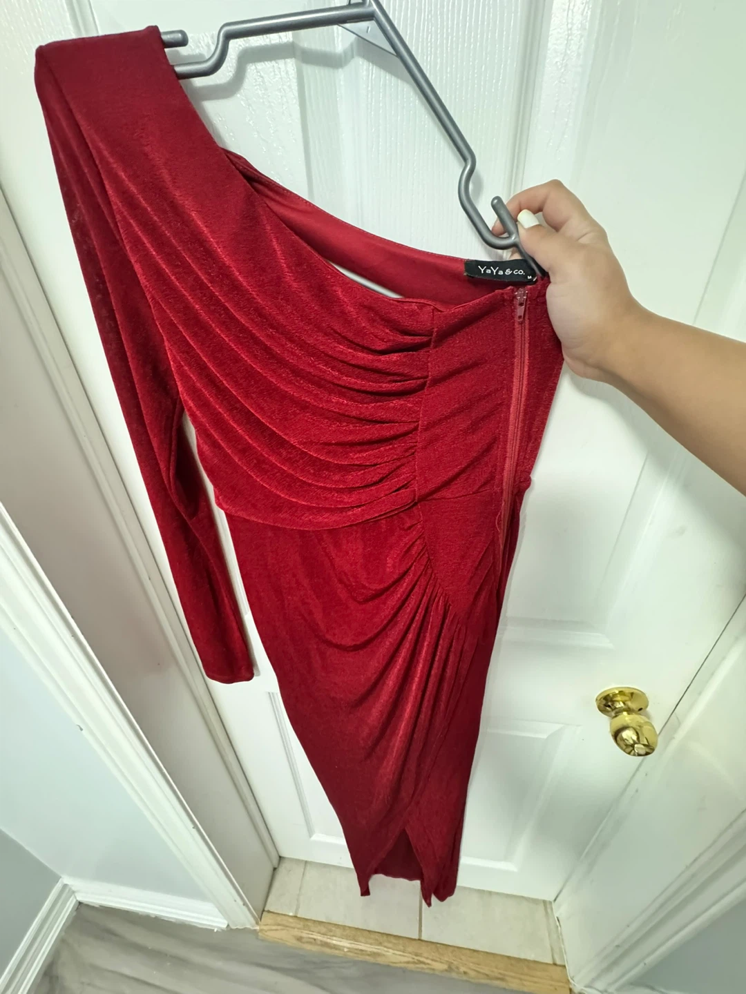 Yaya & Co. Red Ruched Sparkle Dress - photo 4